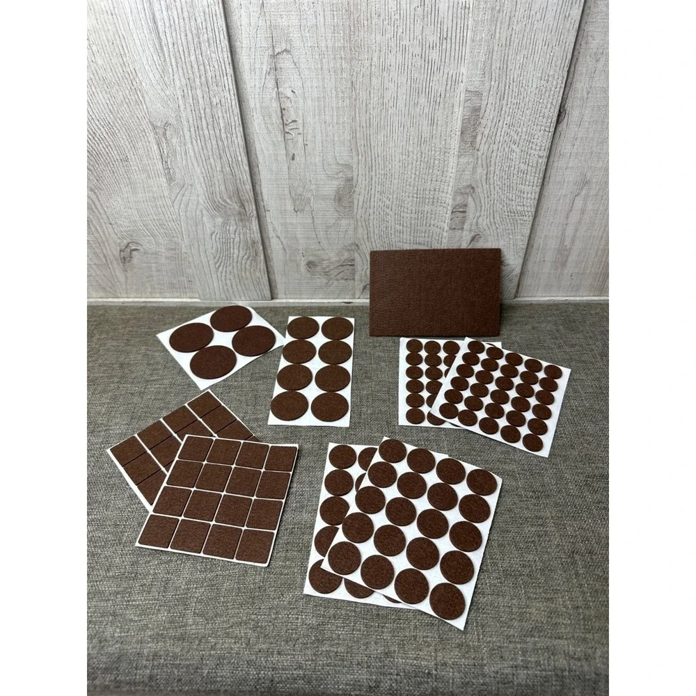 Yuakwood Felt Furniture Pads Assorted Sizes & Shapes Brown Self-Adhesive 2 Pk